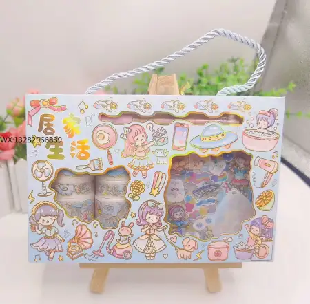 DIY Guka Journal Tape Set, portable cute girl Cartoon animal journal post, acrylic Guka DIY Guka Journal Tape Set, portable cute girl Cartoon animal journal post, acrylic Guka